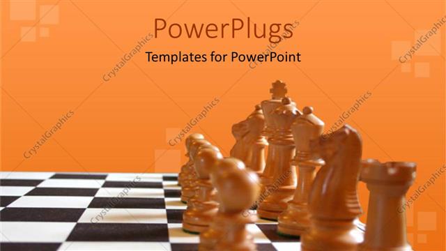  Presentation with board game - A number of chess pieces on a chess board