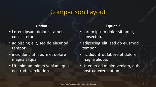 Comparison presentation slide layout