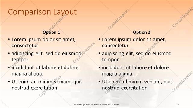Comparison presentation slide layout