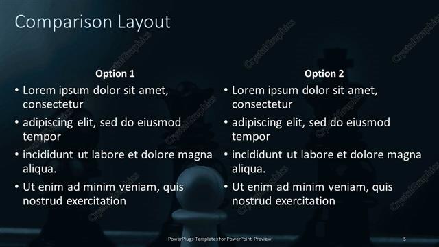 Comparison presentation slide layout