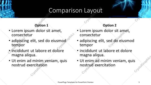 Comparison presentation slide layout