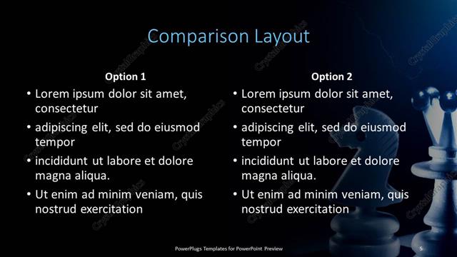 Comparison presentation slide layout