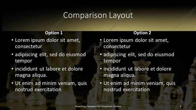 Comparison presentation slide layout