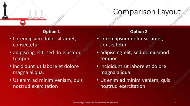 Comparison presentation slide layout