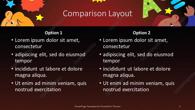 Comparison presentation slide layout