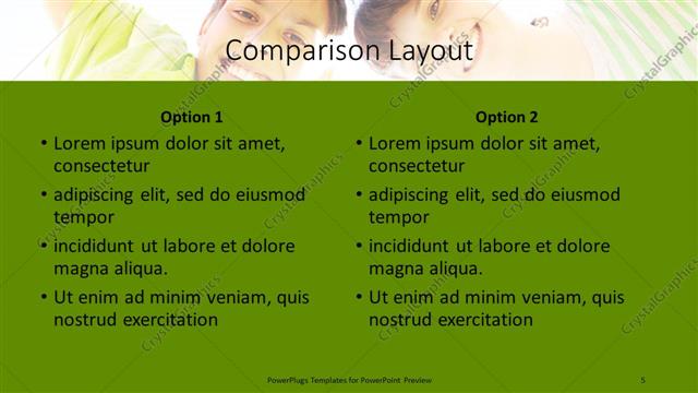 Comparison presentation slide layout