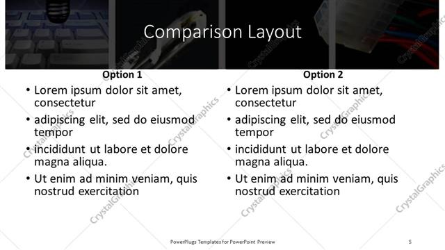 Comparison presentation slide layout