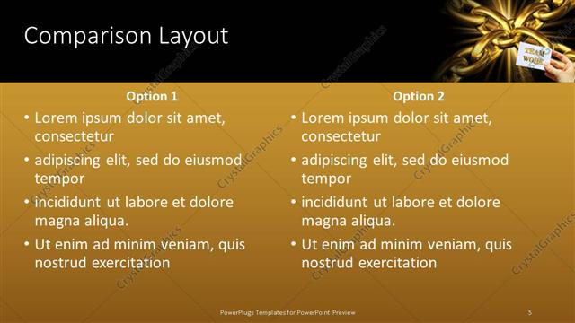 Comparison presentation slide layout