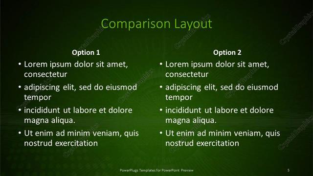 Comparison presentation slide layout