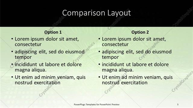 Comparison presentation slide layout