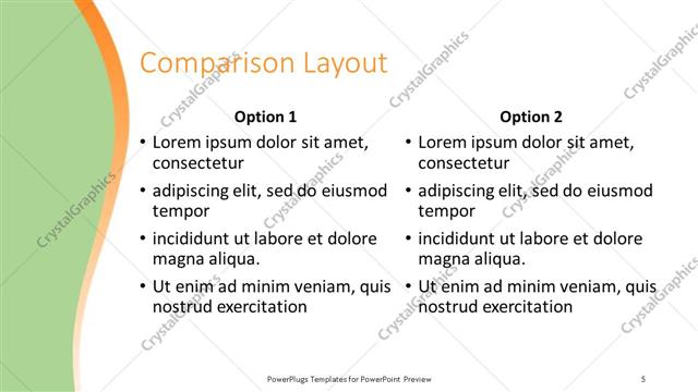 Comparison presentation slide layout