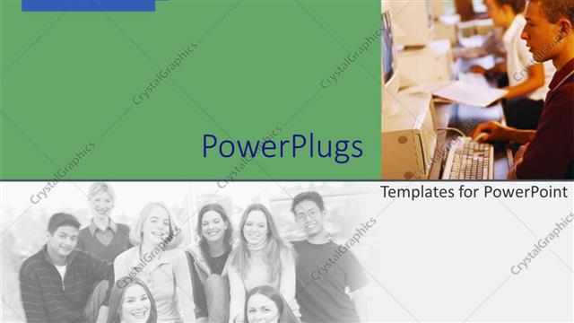  Presentation with classmates - A number of classmates with greenish background