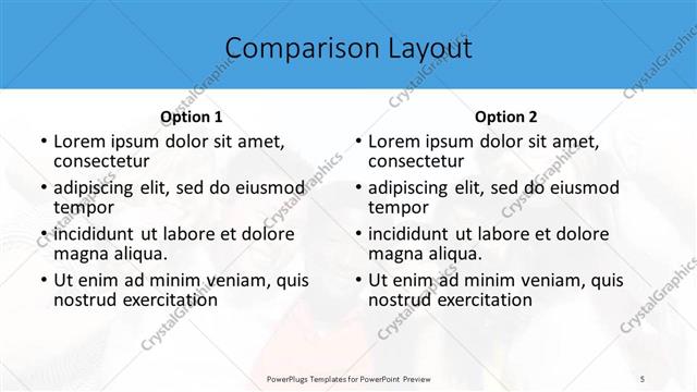 Comparison presentation slide layout