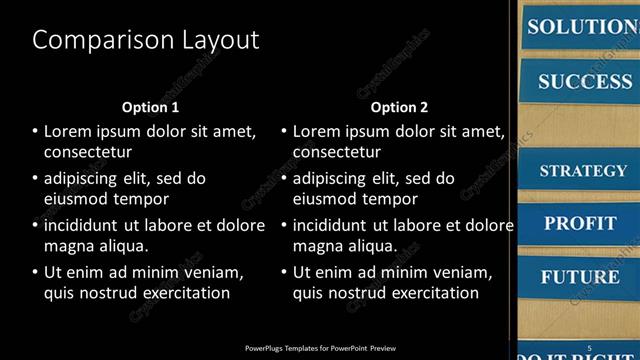 Comparison presentation slide layout