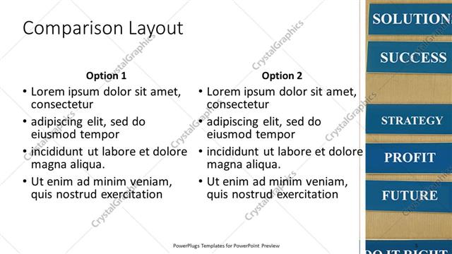 Comparison presentation slide layout