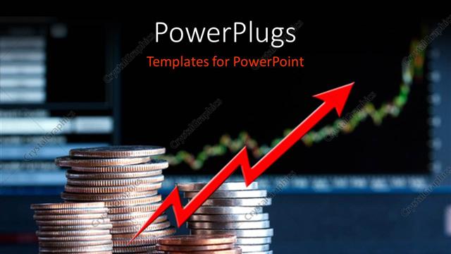  Presentation with investment - A number of coins with bluish background and place for text