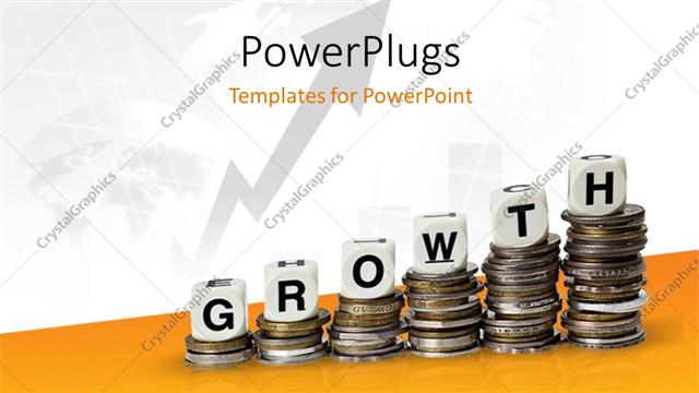  Presentation with growth - A number of coins with the dices on top of them