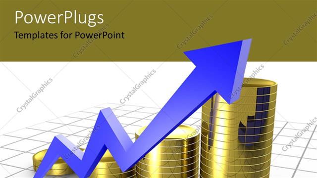  Presentation with growth - A number of coins with a growth arrow and white background