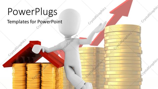  Presentation with saving - A number of coins with a growth sign