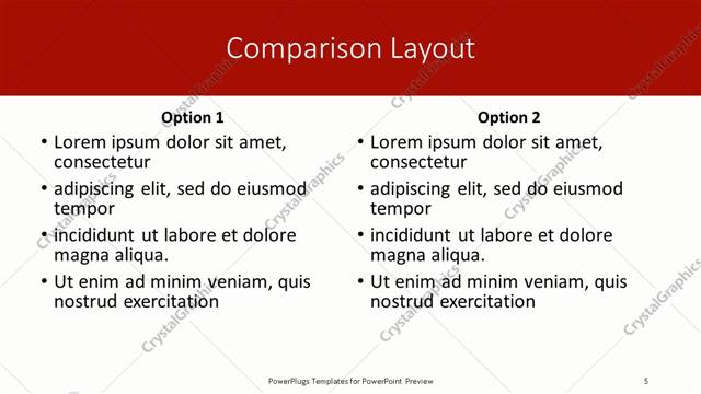 Comparison presentation slide layout
