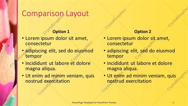 Comparison presentation slide layout