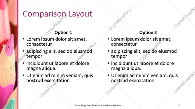 Comparison presentation slide layout