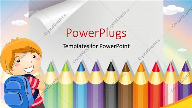  Presentation with pencils - A number of color pencils with along with a kid