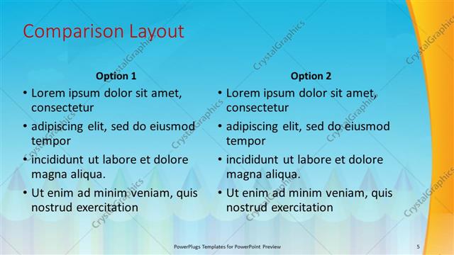 Comparison presentation slide layout