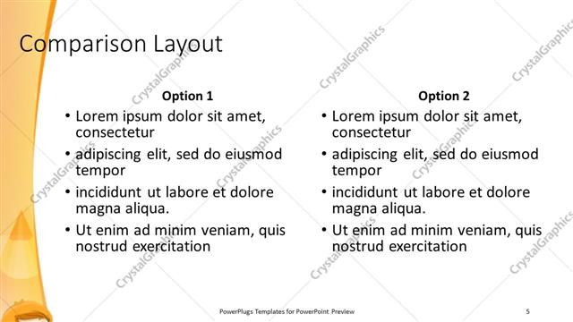 Comparison presentation slide layout