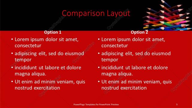 Comparison presentation slide layout