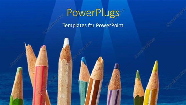  Presentation with color pencils - A number of color pencils with bluish background
