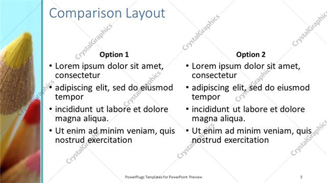 Comparison presentation slide layout
