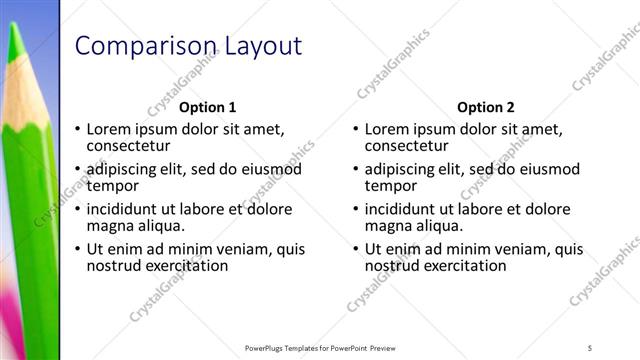 Comparison presentation slide layout