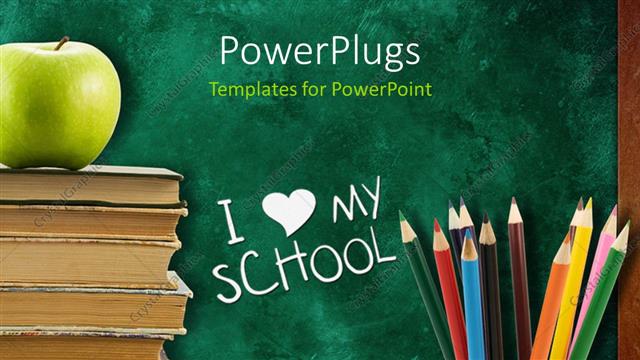  Presentation with books - A number of color pencils with a bundle of books