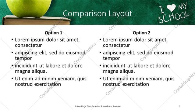 Comparison presentation slide layout