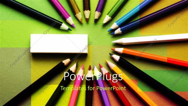  Presentation with color pencils - A number of color pencils creating a circle with an eraser