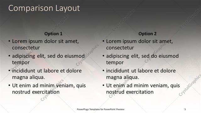 Comparison presentation slide layout
