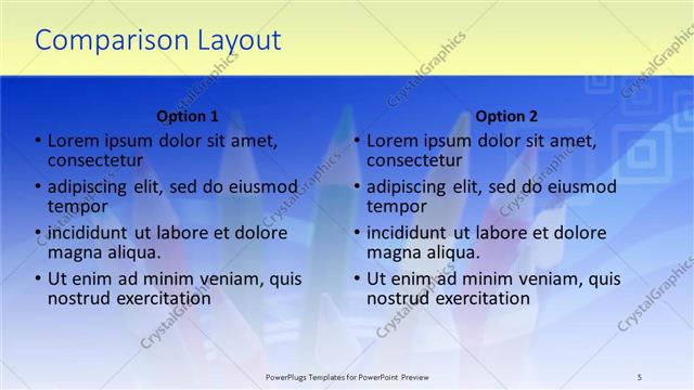 Comparison presentation slide layout