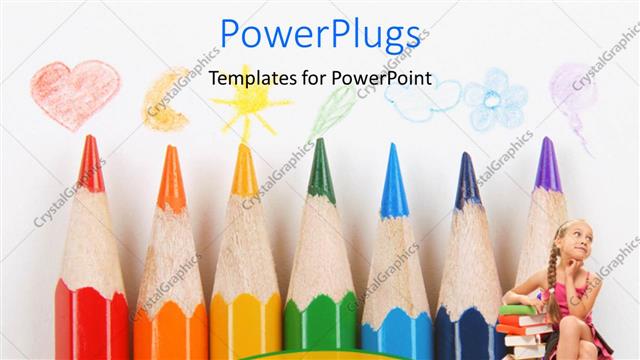  Presentation with color pencils - A number of color pencils with a kid