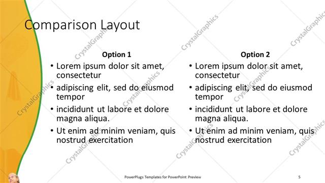 Comparison presentation slide layout