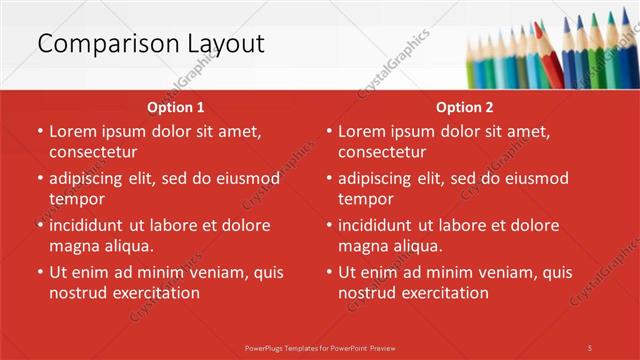 Comparison presentation slide layout