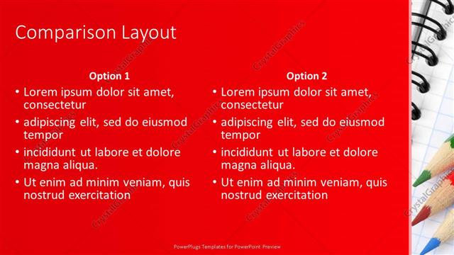 Comparison presentation slide layout