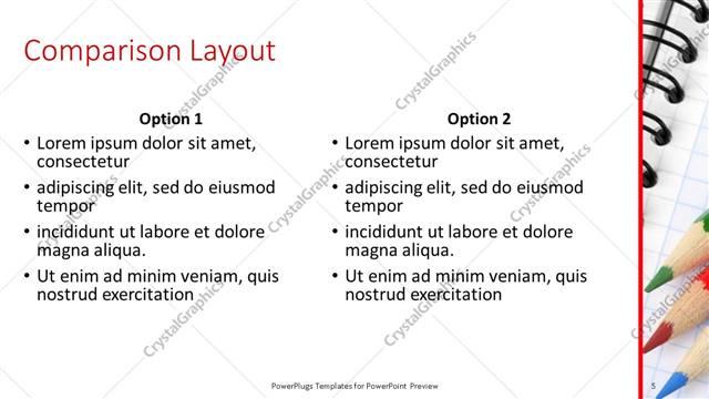 Comparison presentation slide layout