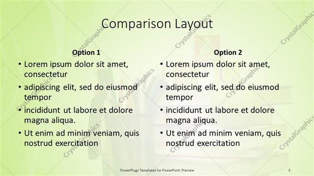 Comparison presentation slide layout