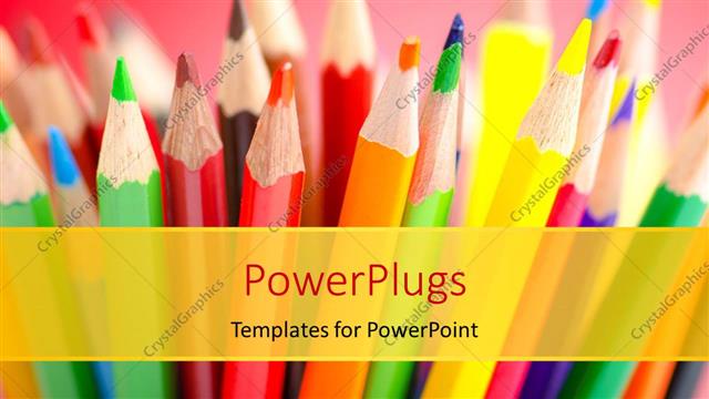  Presentation with color pencils - A number of color pencils with pinkish background