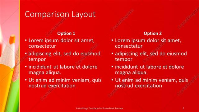 Comparison presentation slide layout