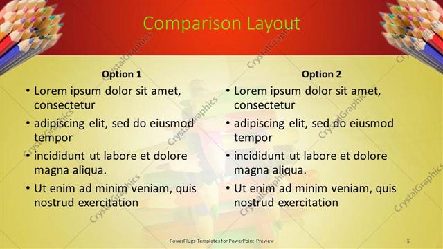 Comparison presentation slide layout