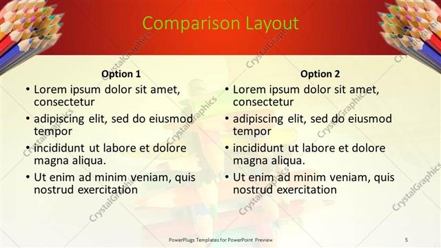 Comparison presentation slide layout