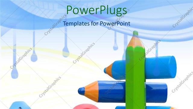  Presentation with english - A number of color pencils together as well as English alphabets