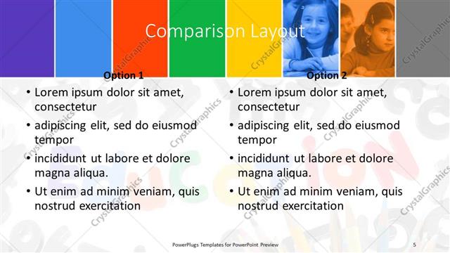 Comparison presentation slide layout
